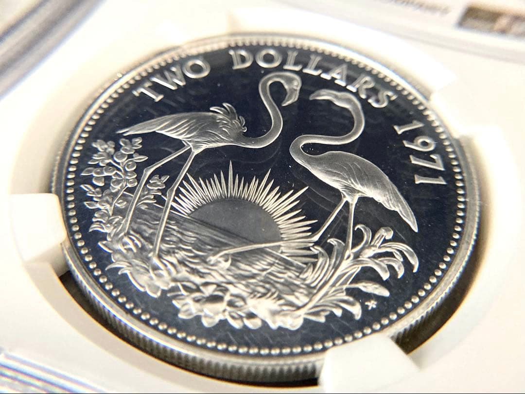 NGC高鑑定★1971年旧イギリス領バハマ2ドルプルーフ記念銀貨★PF67UC