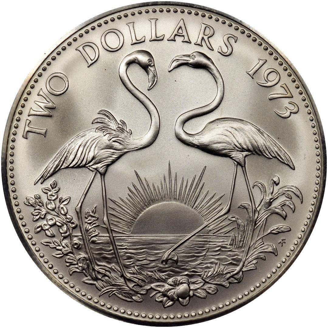 NGC高鑑定★1971年旧イギリス領バハマ2ドルプルーフ記念銀貨★PF67UC