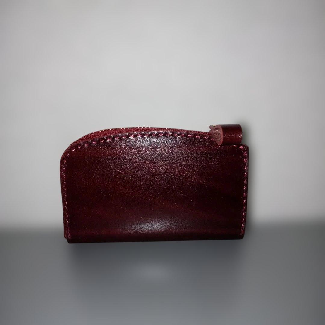 ルガトショルダー　ワイン　L字ファスナー　コンパクト財布　　栃木レザー　小銭入れ