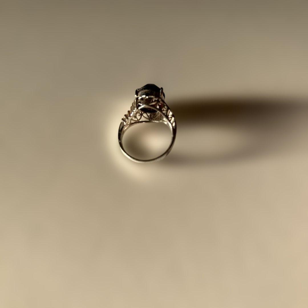 k14wgシルバーリング 赤色オーバル型宝石