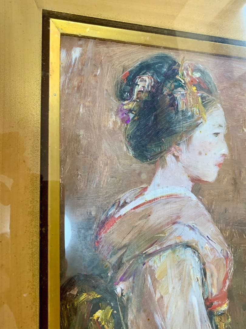 ★底値★近日出品終了★14万円超〜★鬼頭鍋三郎　「舞妓」　1966 油彩