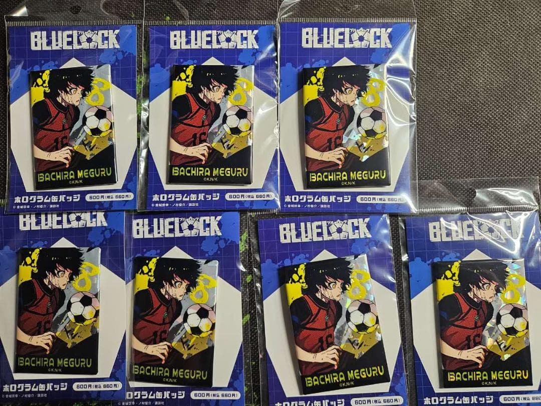 新品 未開封 ブルーロック 原画 ホログラム 缶バッジ スクエア 蜂楽 x7