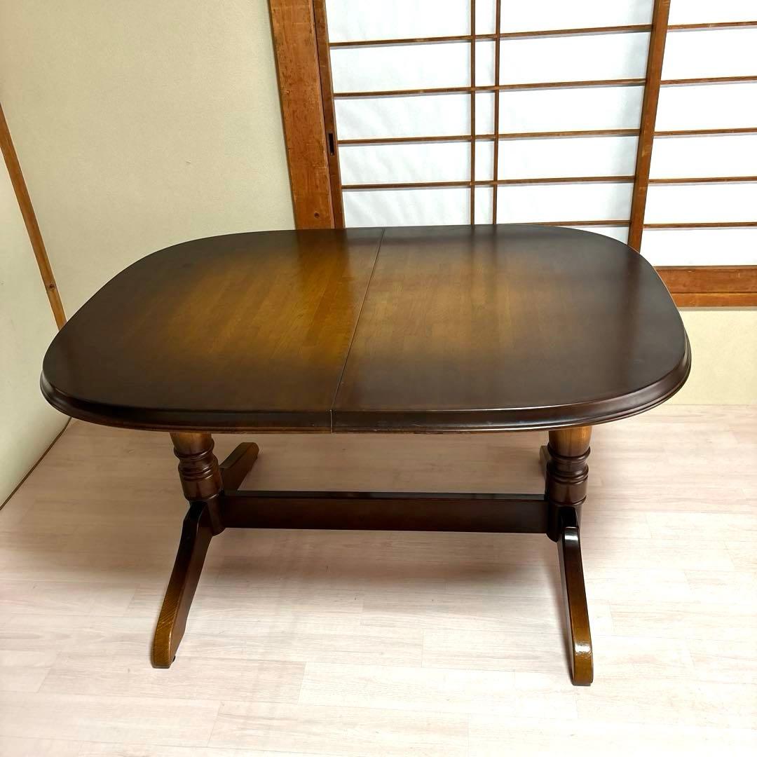 【良品】飛騨産業 伸長式 ダイニングテーブル エクステンションテーブル