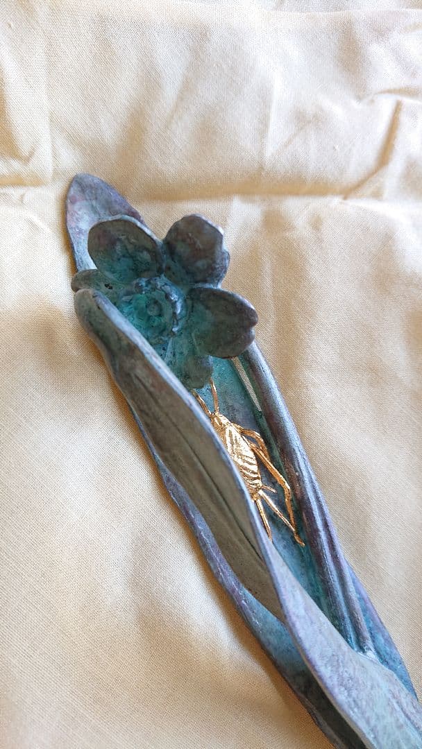 蝋型 鋳銅 文鎮 こおろぎ 雅博作 共箱入