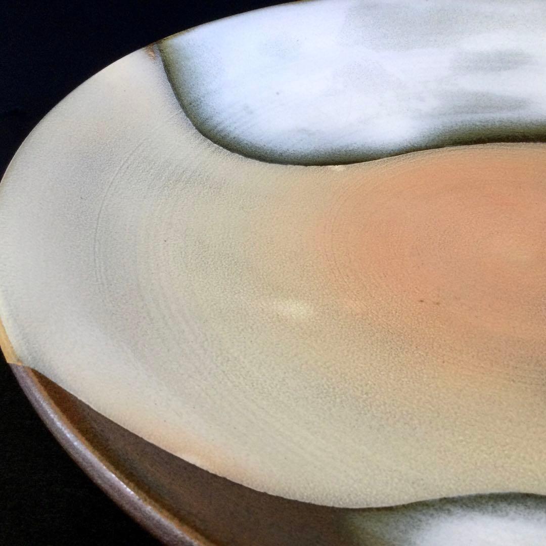 萩焼 白釉鉢 大皿 大野誠二作 供箱付 B824