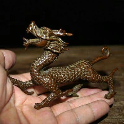 手作りする  純銅  中実  青竜  工芸品  置物60