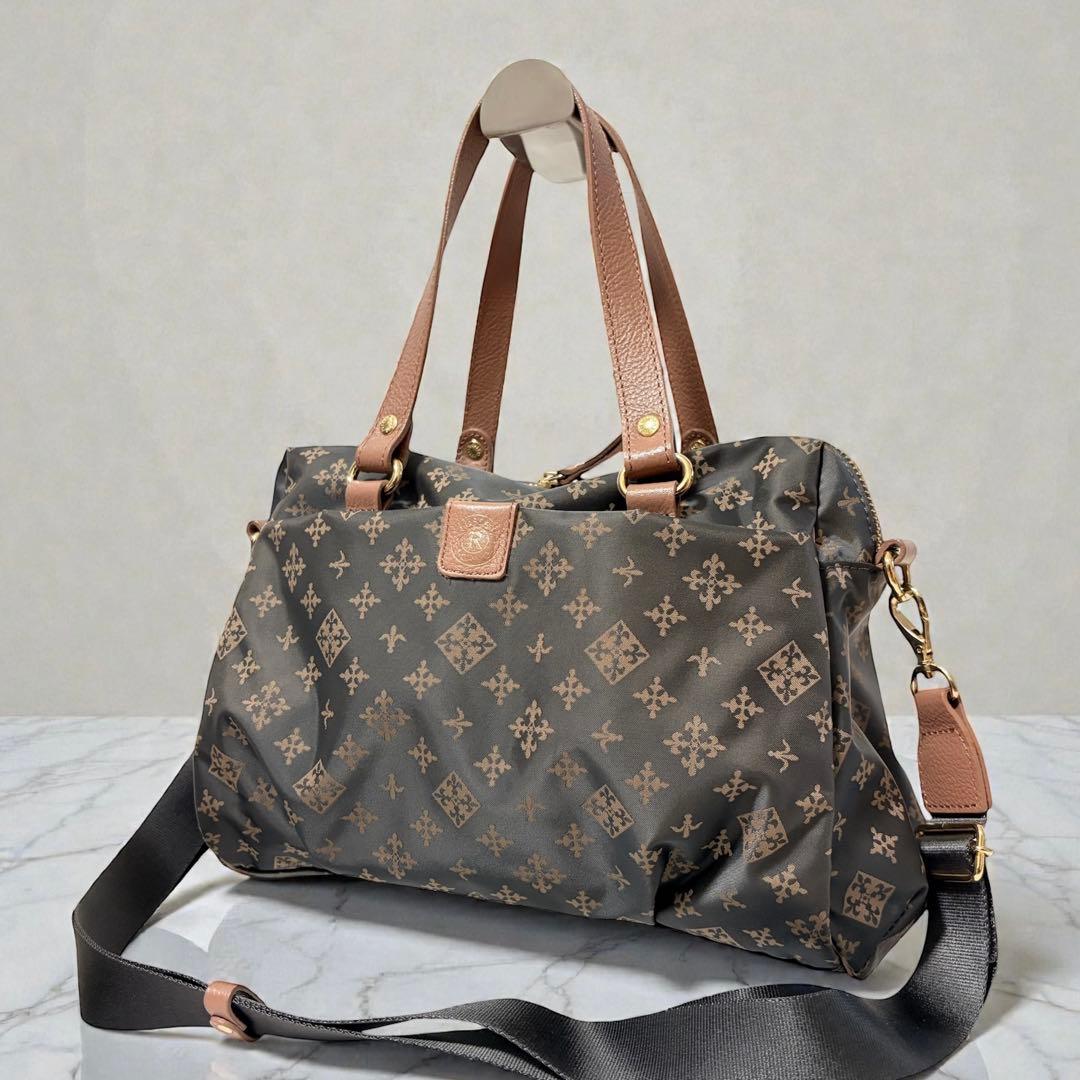 美品 ラシット 2way ショルダーバッグ モノグラム グレー