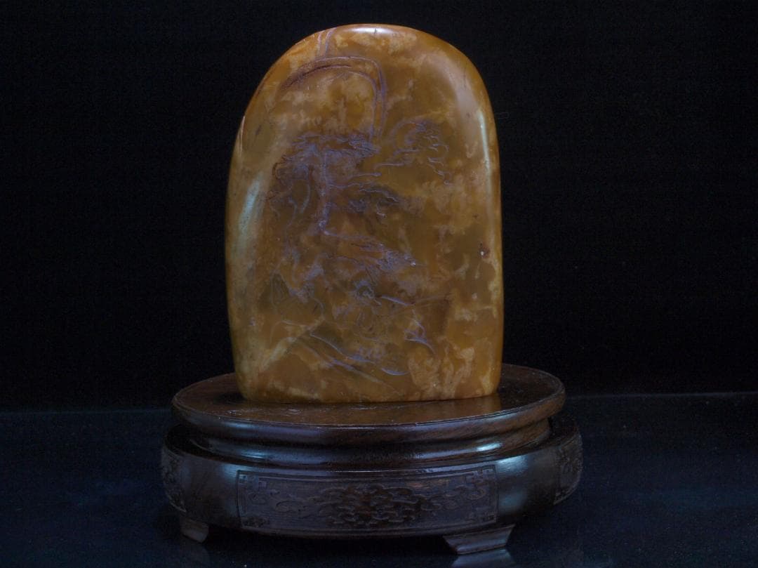 田黄石　中国清時代の置物　貴重品　中国骨董品　博物館共箱 DE297B20-3