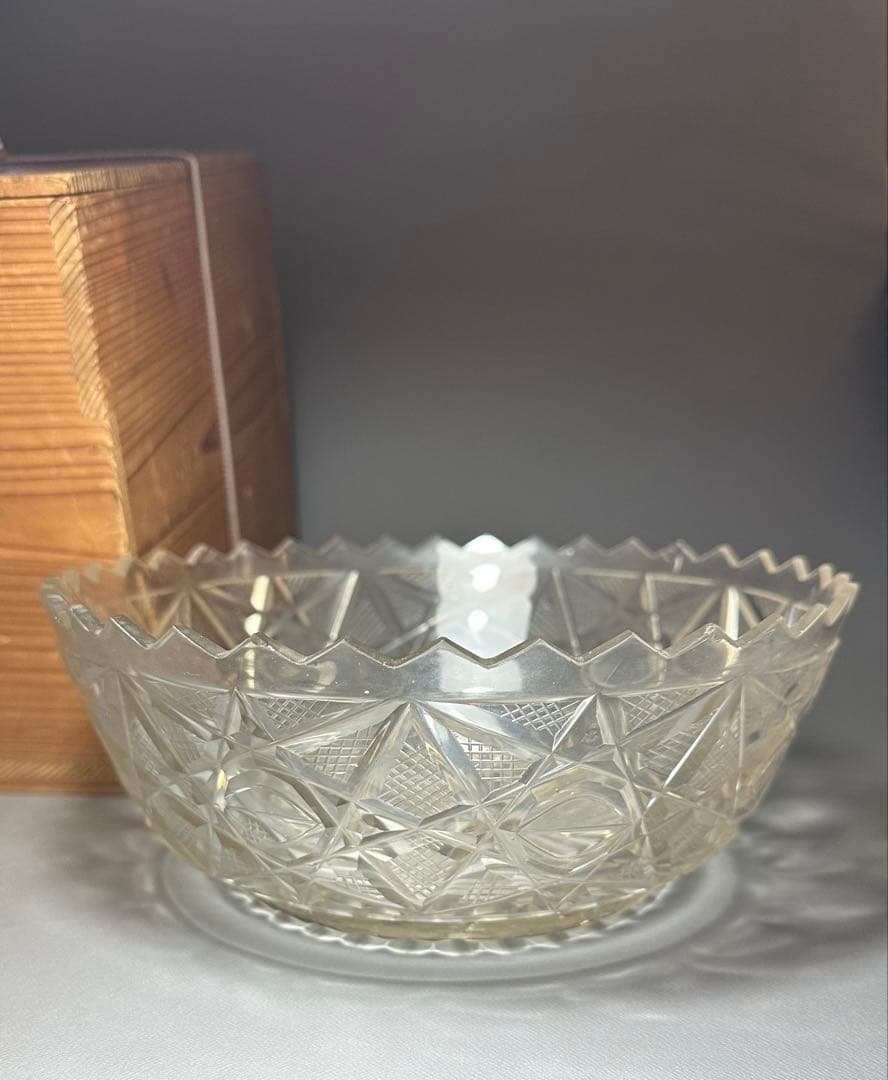 江戸ガラス　切子　鉢　江戸時代後期　合わせ箱　検索:薩摩切子　キリコ　ギヤマン