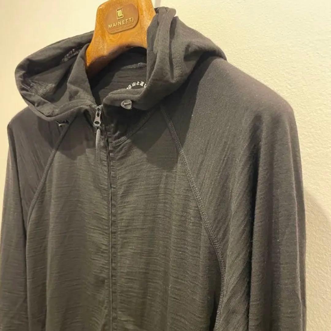 山と道 メリノパーカー ブラック M 100% Merino Zip Hoody