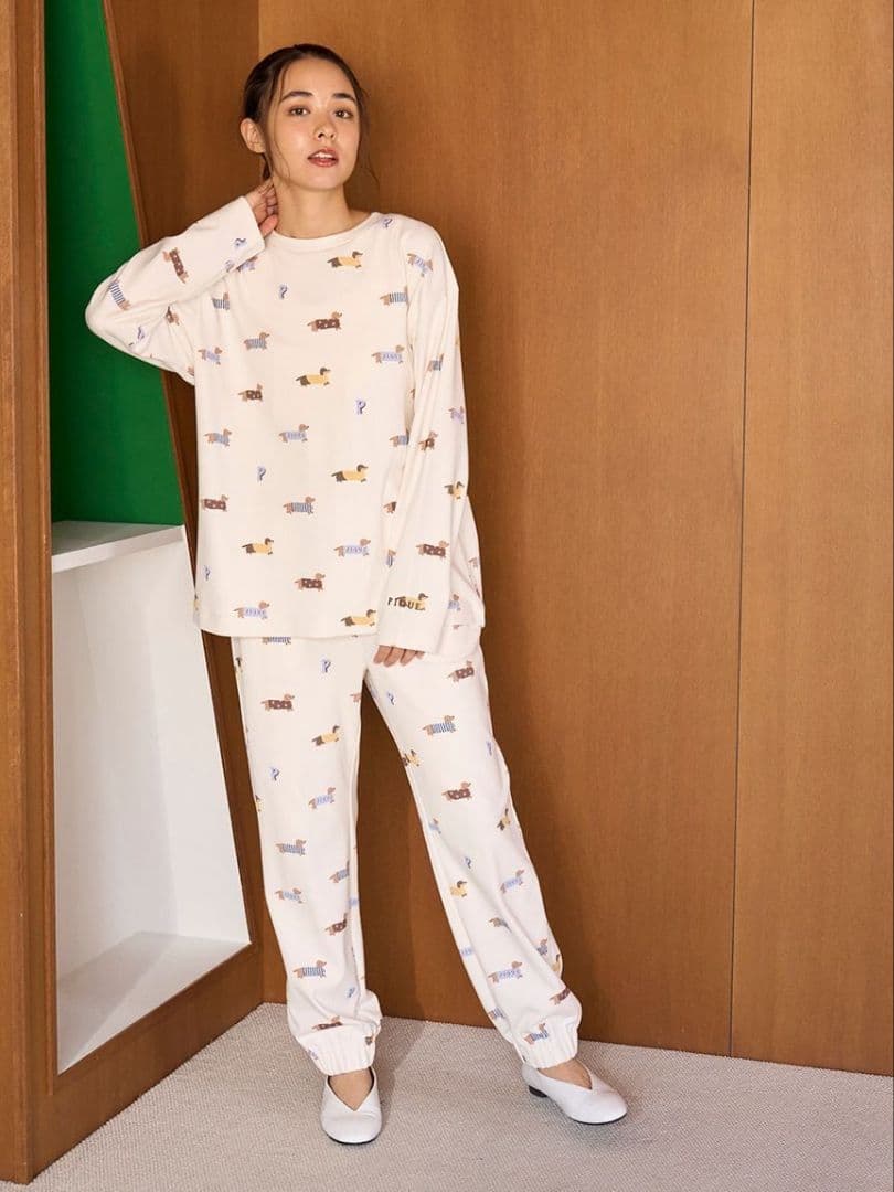 ジェラートピケ ダックスフンド カットソー ロングパンツセット