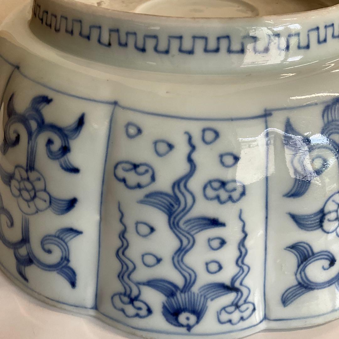 古伊万里　染付花鳥文深鉢　江戸時代中期から後期頃　優品