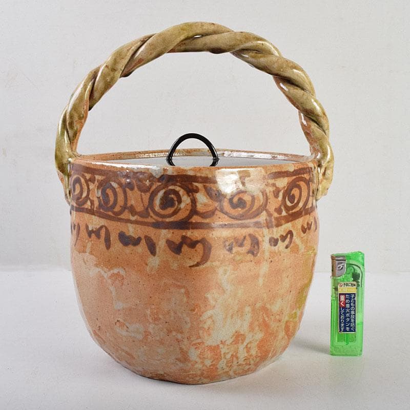 茶道具　御深井焼　手付水指　銘「柳水」　藪内流透月斎極め箱　M　R9276B