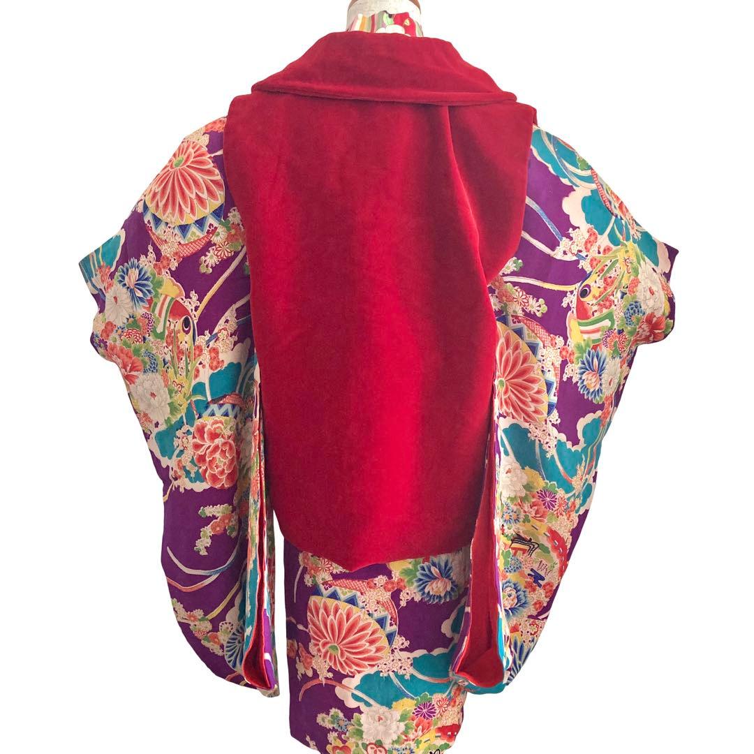 ターコイズ アンティーク3歳 女の子 子供着物 七五三 アンティーク着物 NO