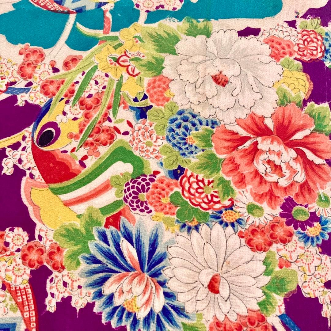 ターコイズ アンティーク3歳 女の子 子供着物 七五三 アンティーク着物 NO