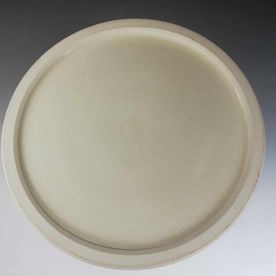 Ｗ３４　水指　『鼓形』『地紙四季草花』『山岡善昇 造』　共箱　茶道具