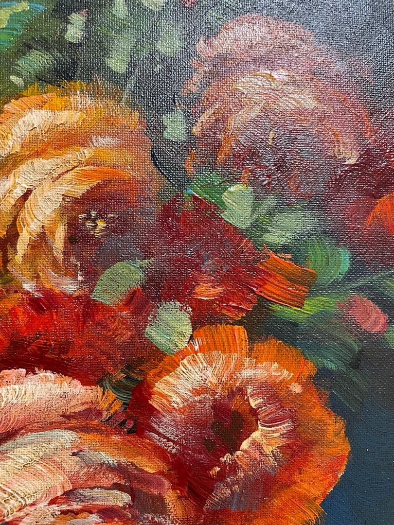 鴨居玲　花　バラ　薔薇　鑑定書なし