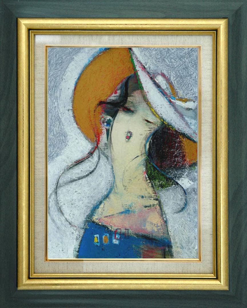 油絵 菅家令子 絵 絵画 インテリア 額付(白) F6-081812 人物 女性