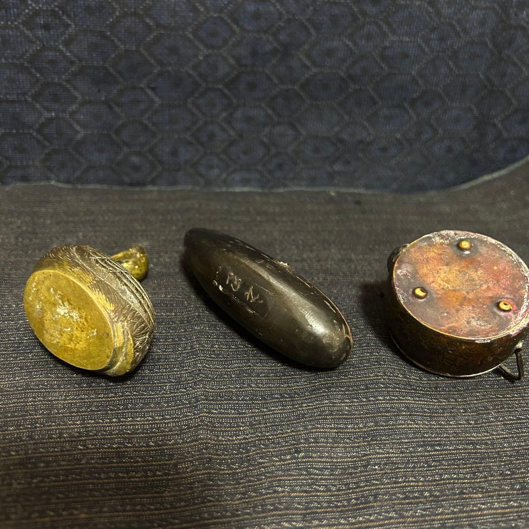 書家コレクションより　古銅、水滴、書鎮など色々まとめて四点