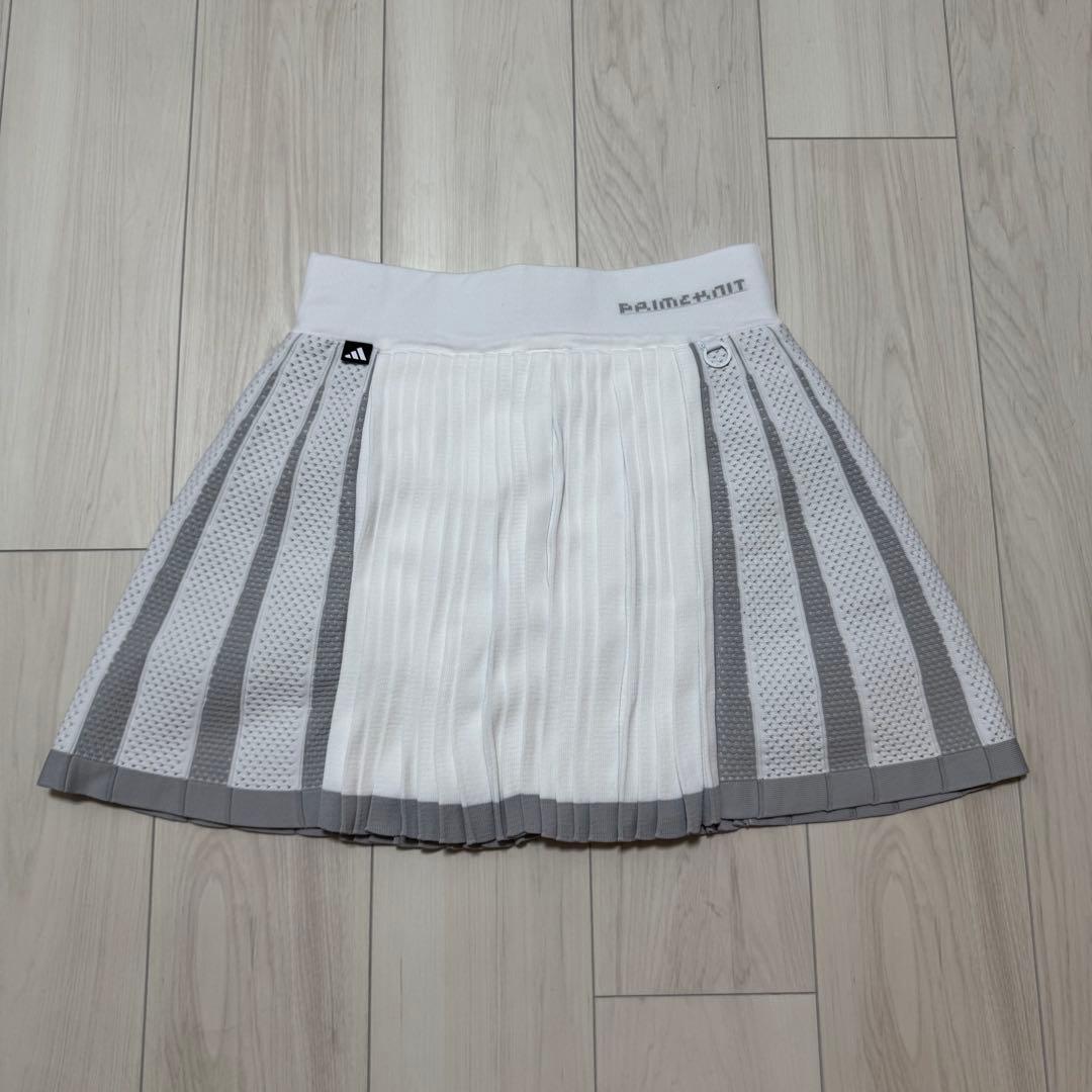 新品 アディダス セットアップ 秋冬 プライムニット プリーツスカート 白 保温