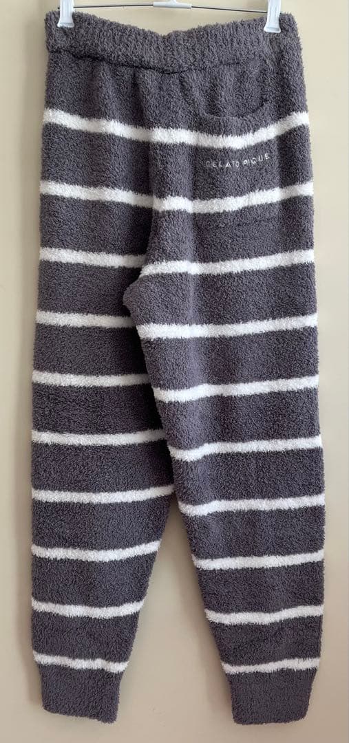 ジェラートピケ　ルームウェア　上下セット　グレー　ロゴ　ボーダー　パンツ