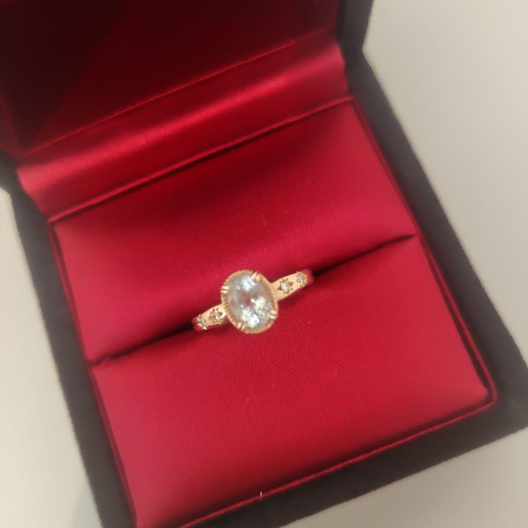 タツオナガハタアクアマリン オーバルカット ゴールドリング10k10号