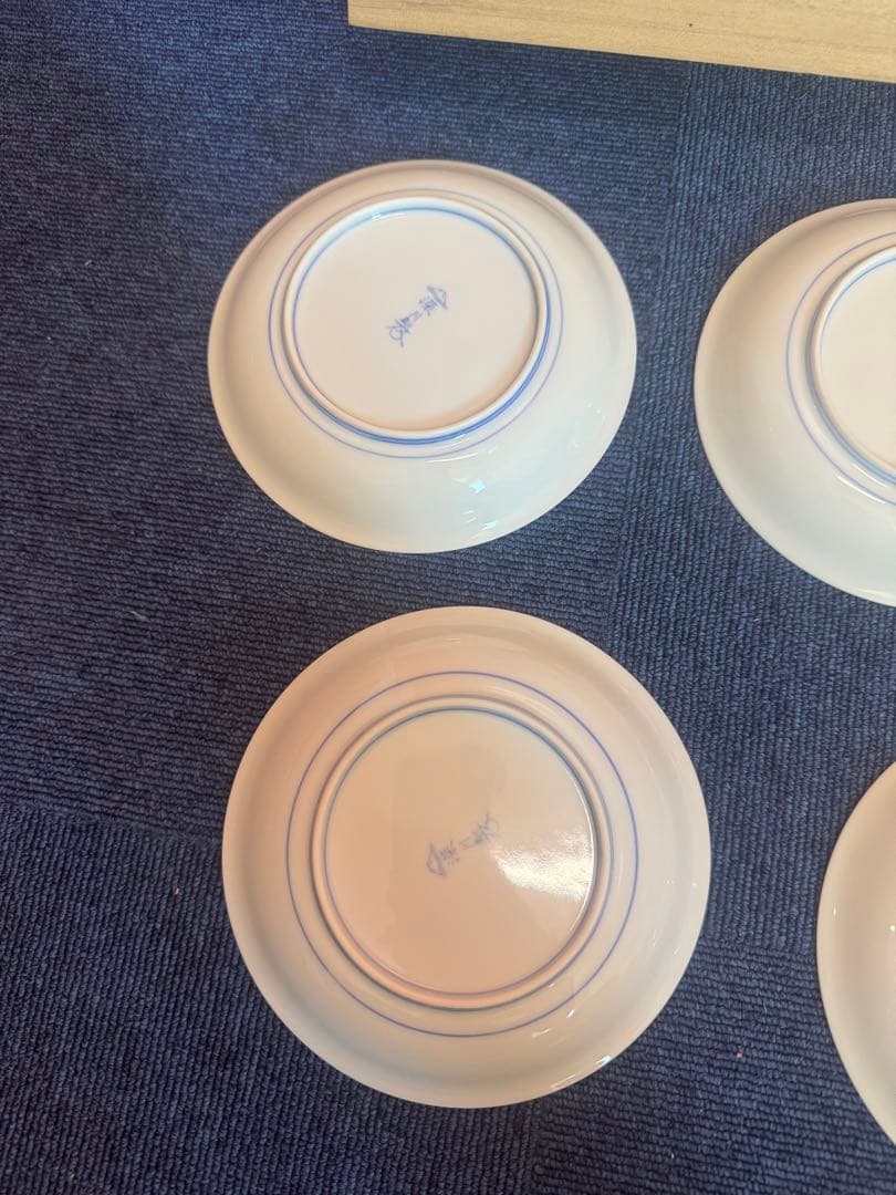 1880 深川製磁　牡丹金ミル　皿　5客　金彩　未使用