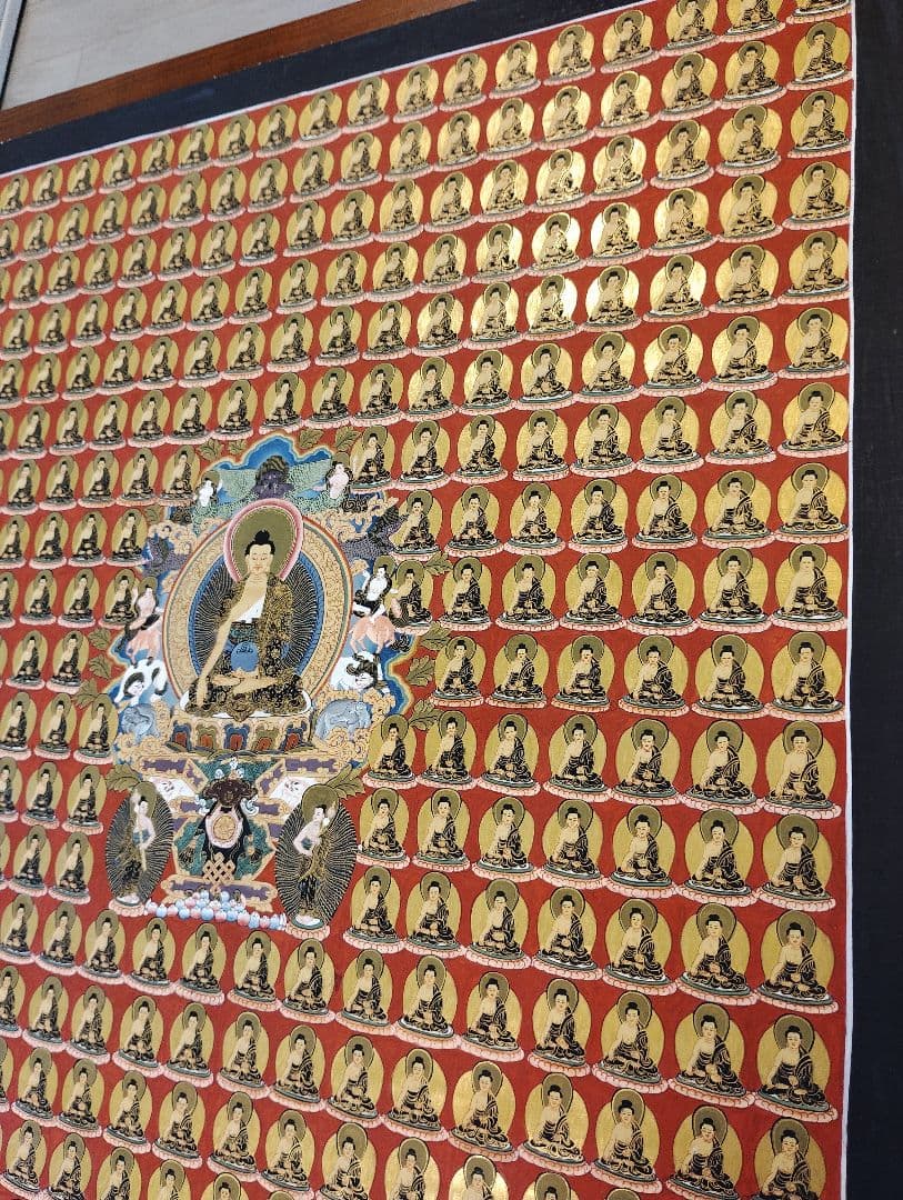 釈迦牟尼 千仏タンカ 手描き 仏画