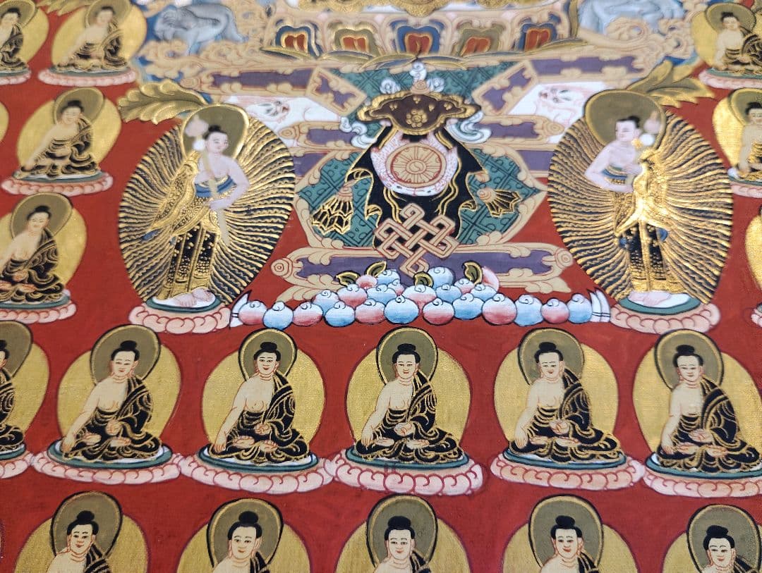 釈迦牟尼 千仏タンカ 手描き 仏画