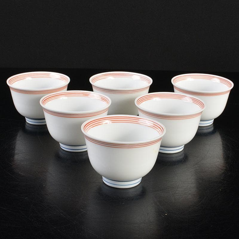 煎茶道具　七仙寿　汲出し茶碗　煎茶碗　六客　時代箱付　M　R7181