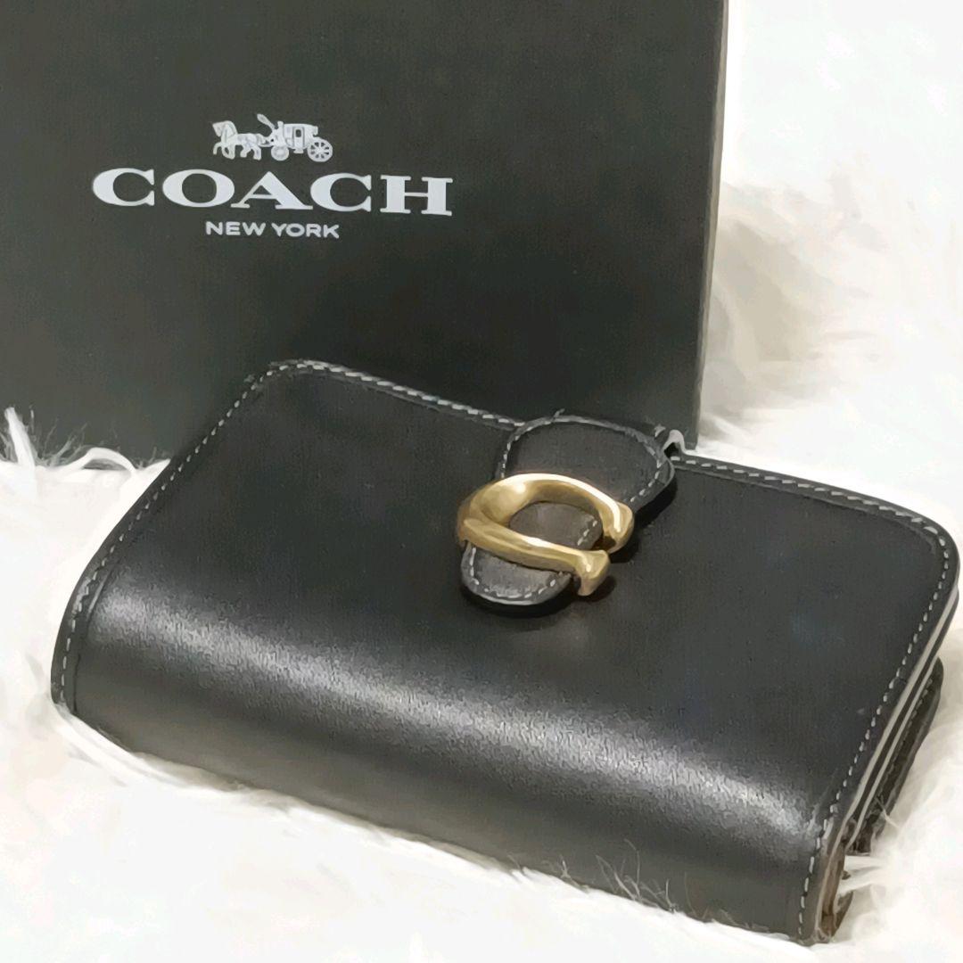 【極美品】COACH コーチ タビーミディアムウォレット 二つ折り財布 ブラック
