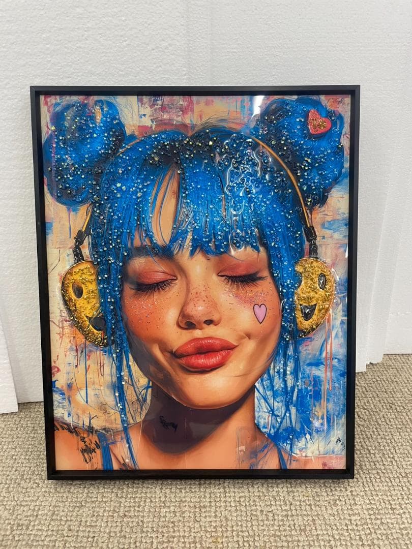 水晶絵　ビリーアイリッシュ　POP　アートパネル　絵画　壁掛け　カラフル　ポップ