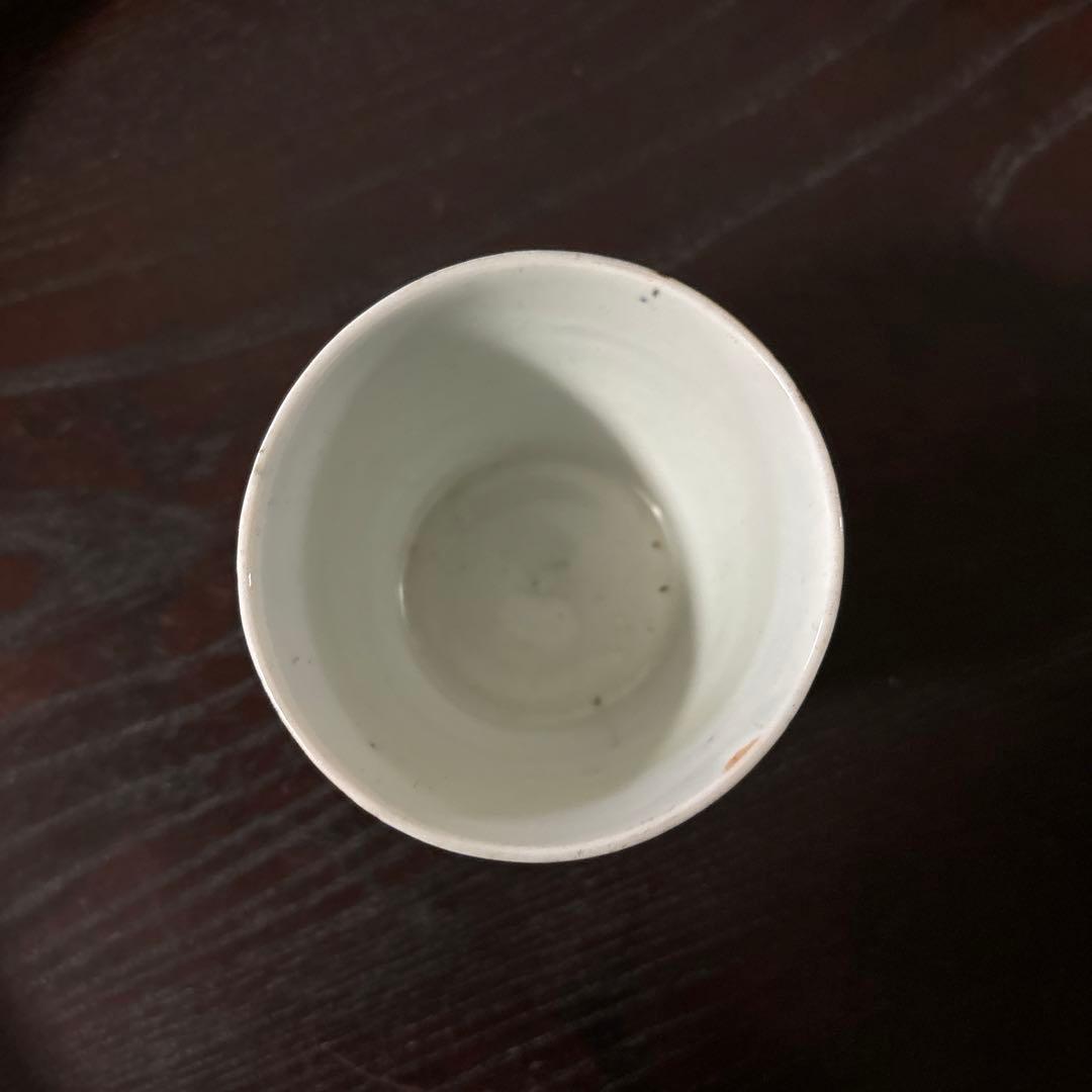 古伊万里染付　格子縞　蔓草文　④蕎麦猪口　江戸初期前期　アンティーク　白磁　李朝
