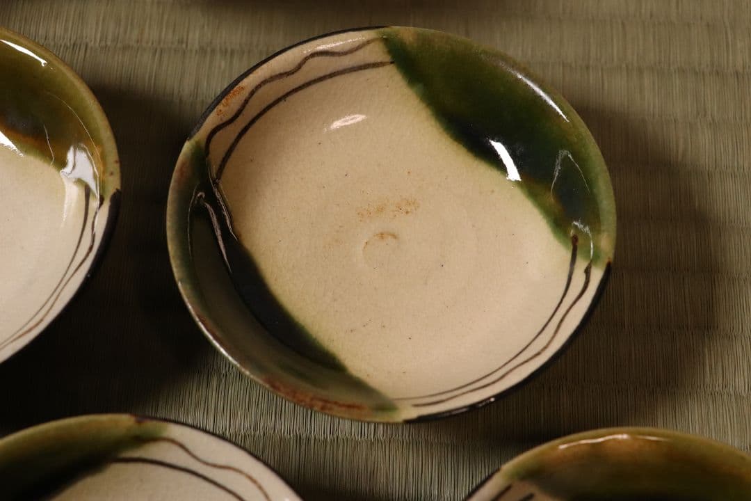 加藤丈助造 織部 蓋茶碗 十客 茶懐石道具 蓋物 陶芸 陶器【MA426】