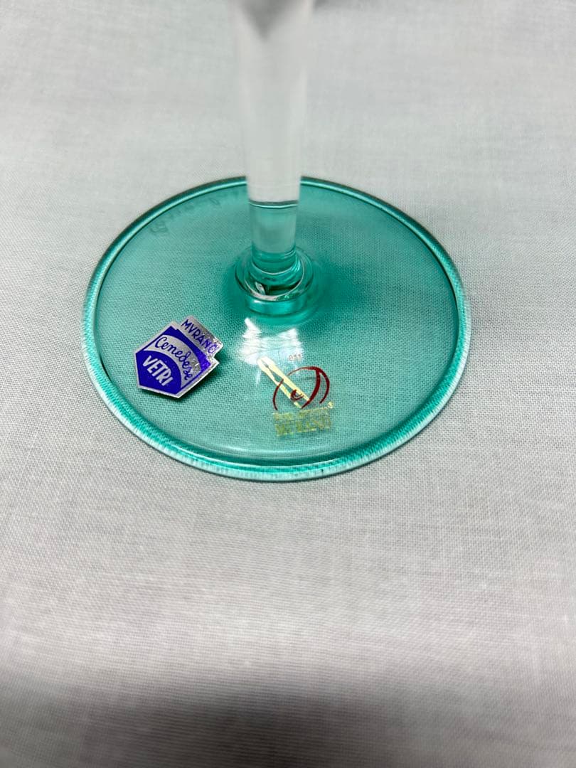 ベネチアングラス　ブライトグリーン透明ガラスフラワーベース Vetri製