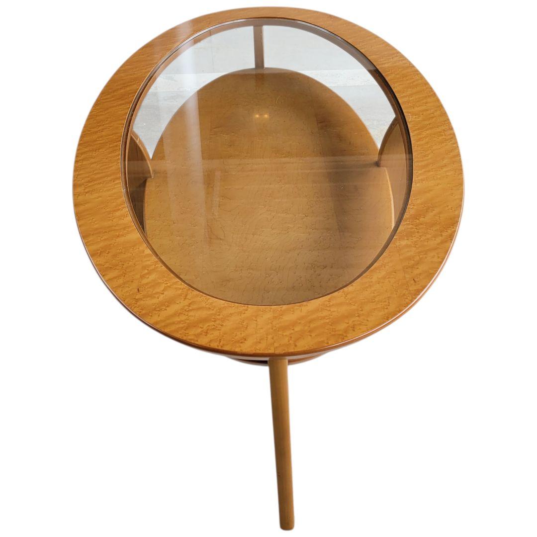 【希少】天然木 円テーブル ガラステーブル サイドテーブル 座卓テーブル