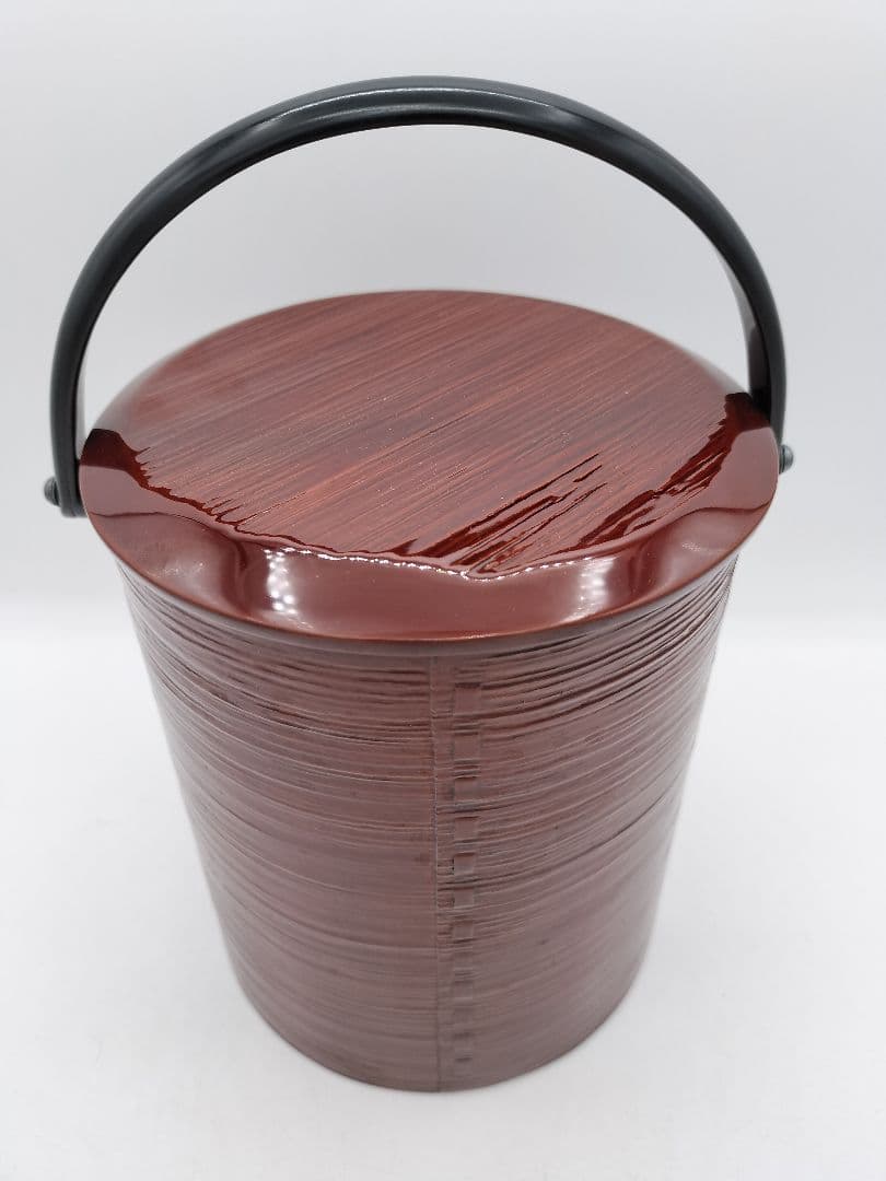 c564 手付曲水指 溜塗　芳桂堂　木箱 茶道具 古物