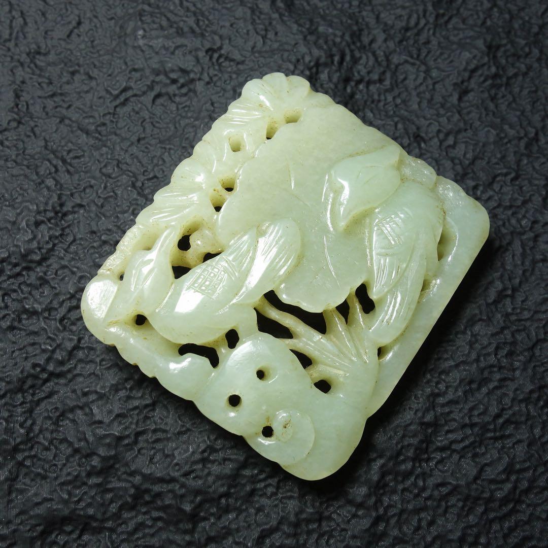 中国美術 清時代 和田玉 玉牌 唐物 古玉 天然石 時代物 C1A143