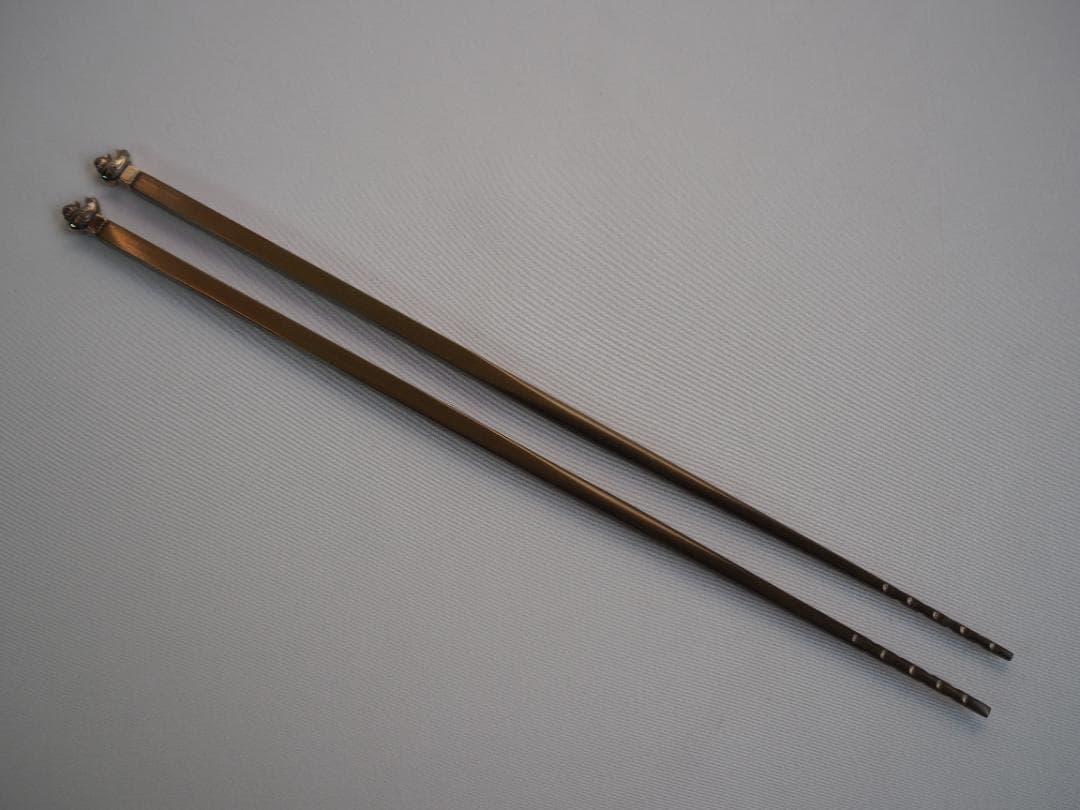 木村清雲造『南鐐鳥頭火箸』共箱