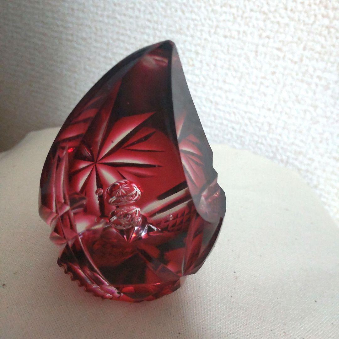 薩摩切子 ペーパーウェイト 薩摩の雫 赤