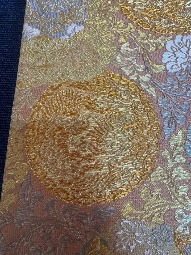 1919 袋帯 古代彫金紋  西陣織   金糸　高級上質上品　約440cm未使用