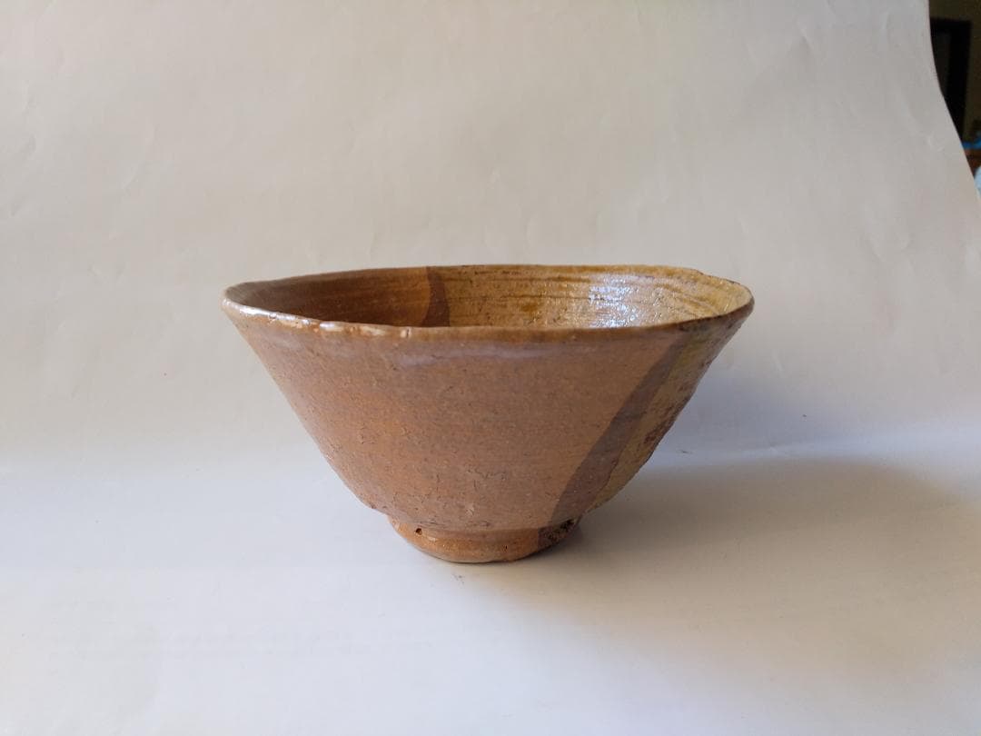 赤津焼 長谷窯 加藤錦雄 作 伊羅保片身替 茶碗 共箱 栞 茶器 抹茶碗 新品