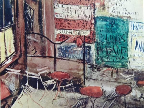 佐伯祐三、カフェのテラス (二)、希少画集画、新品高級額装付