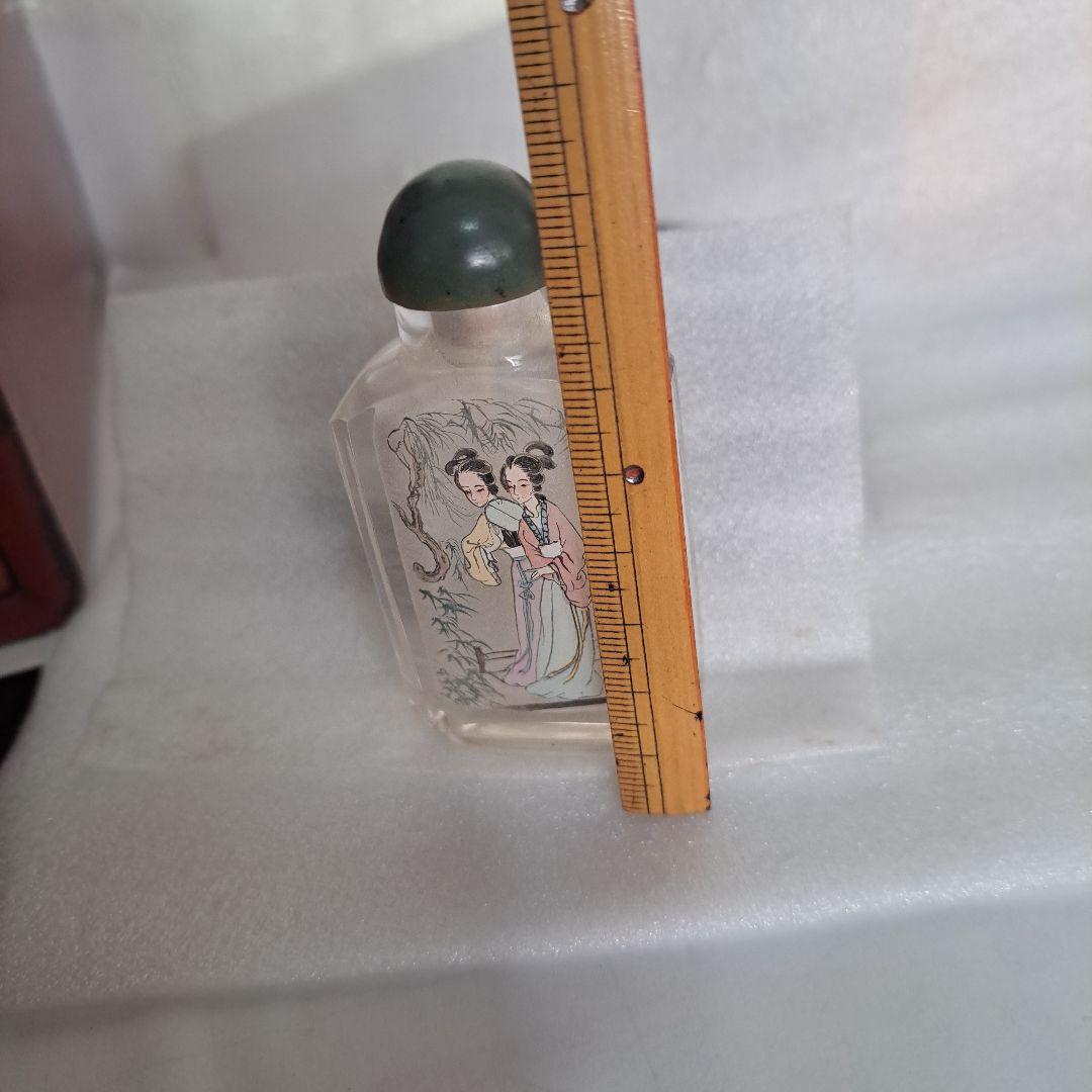 中国　硝子内絵細密技巧　美人内絵文　硝子内絵鼻煙瓶