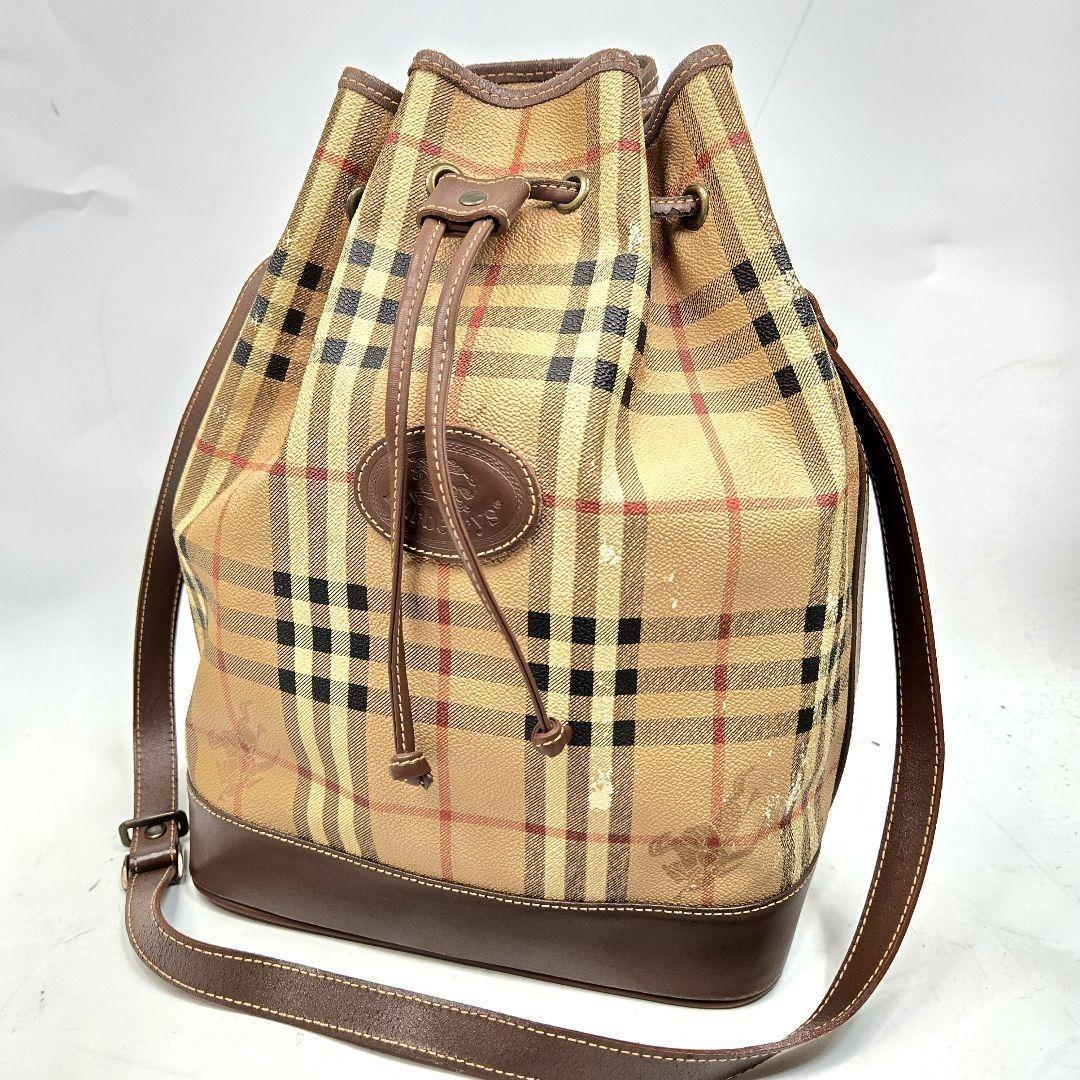 BURBERRY 巾着 ショルダーバッグ シャドーホース ノバチェック