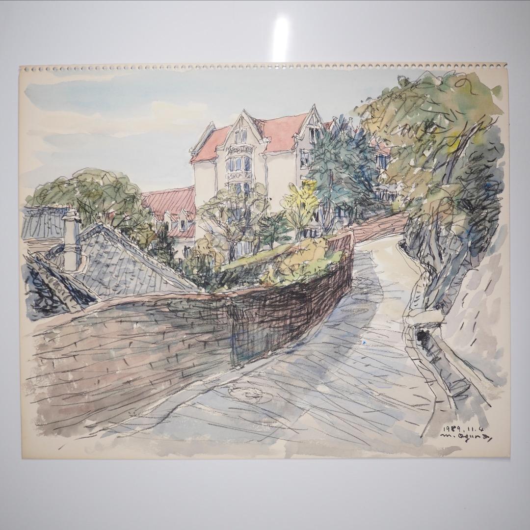 【水彩画】小倉　基弘　長崎32景『活水学院へ続くオランダ坂Ⅱ』No.017