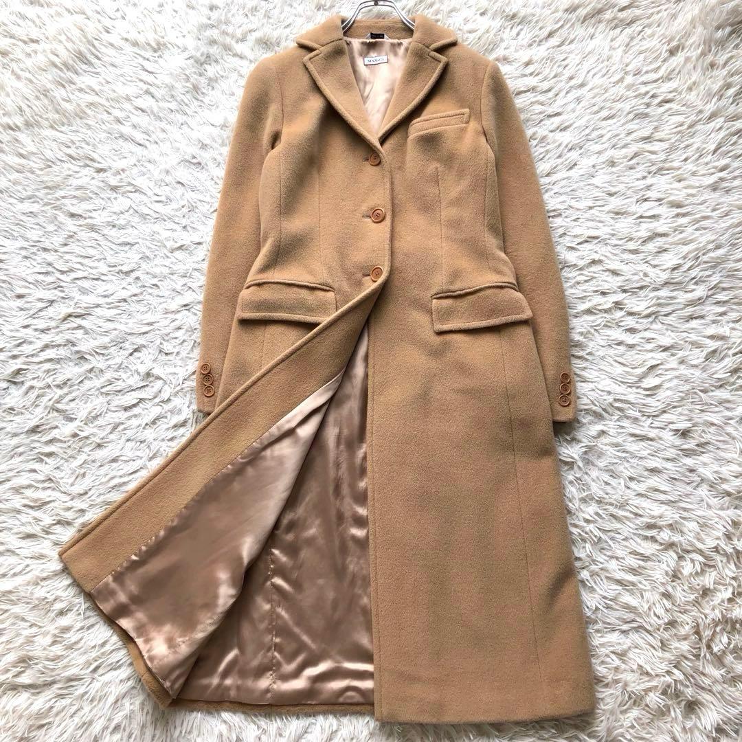 【美品 カシミヤ混 XL】マックスマーラ　ロングコート　キャメル　イタリア製