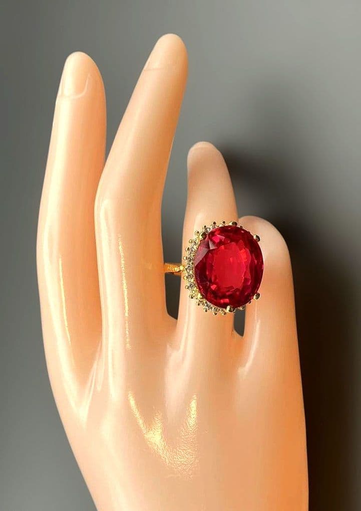 マーフィーアフガニスタン産天然レッドトルマリン23.7CTSV925 指輪