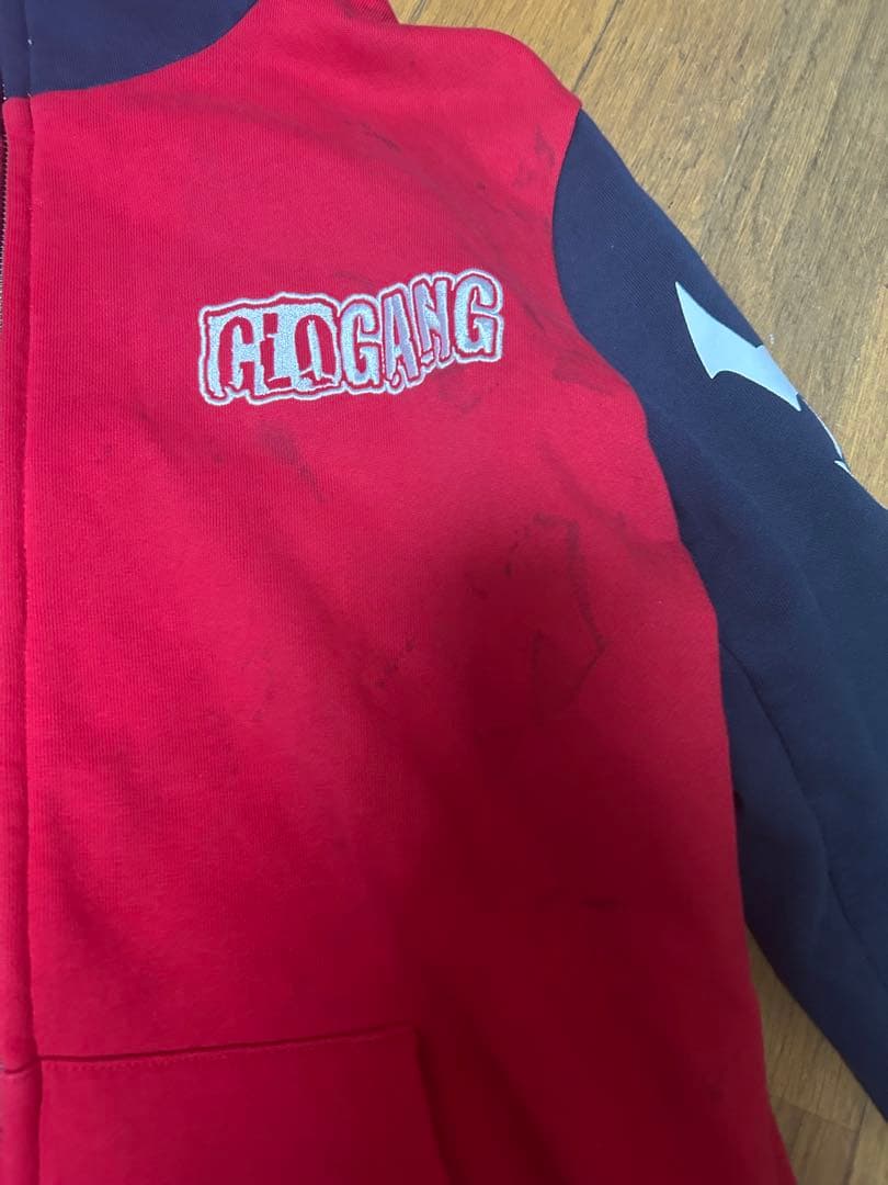 glo gangフード付きパーカー 赤黒