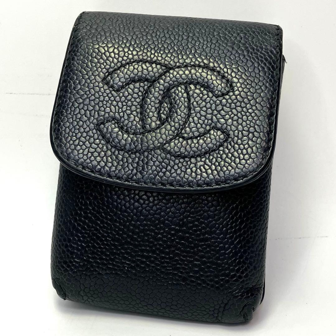 CHANEL シャネル シガレットケース キャビアスキン シリアルシール跡
